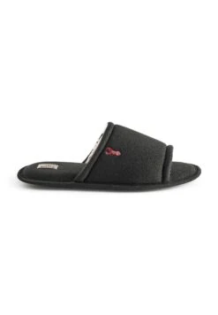 Next Borg Lined Slider Slippers - Pantofole - Black