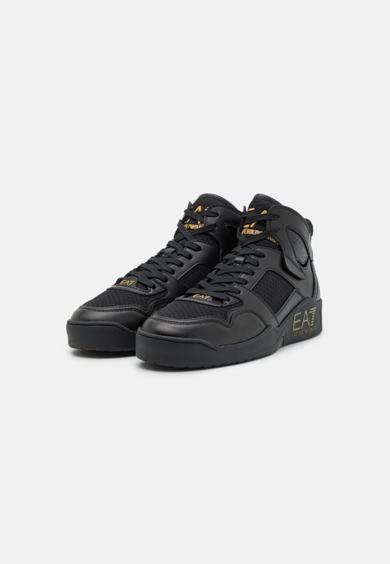 EA7 Emporio Armani New Basket Mid Unisex - Sneakers Alte - Triple Black/Gold 4 EA7 Emporio Armani New Basket Mid Unisex - Sneakers Alte - Triple Black/Gold - immagine 2